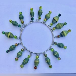 World Tribe Green Dangling Bead Bracelet